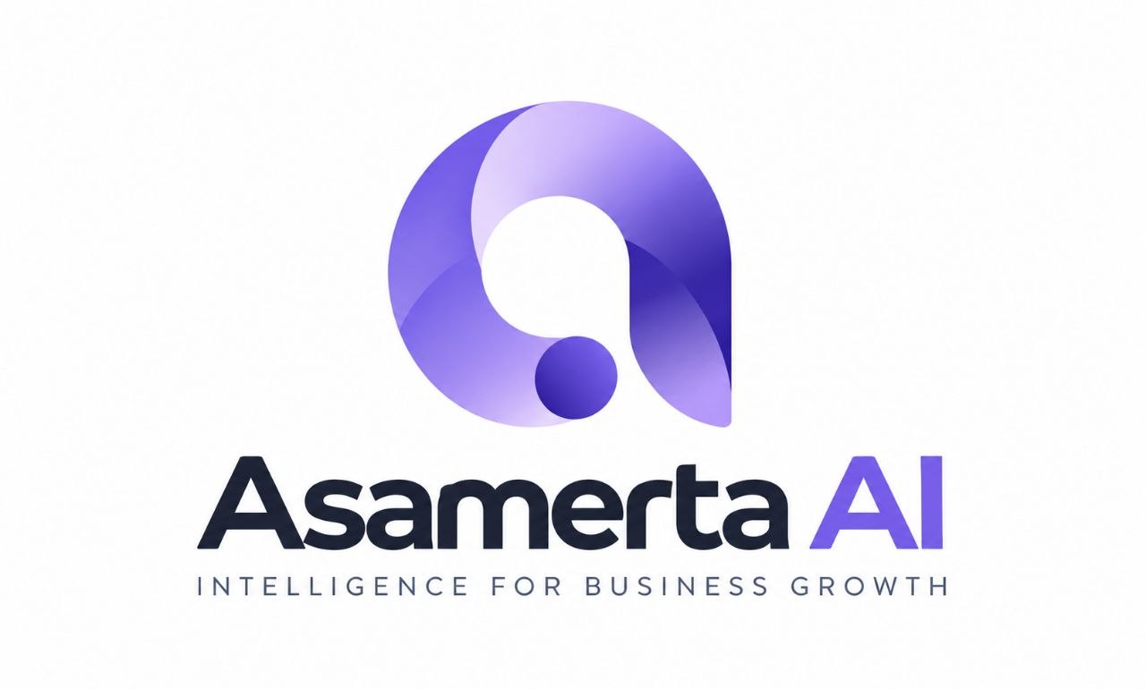 Logo Asamerta AI dengan slogan Intelligence for Business Growth